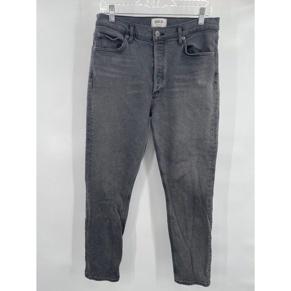 AGOLDE Denim Jeans Black Wash High Rise Straight Leg Size‎ 29 - Picture 2 of 11